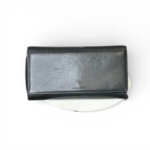 VINTAGE Coach Legacy Black Leather Checkbook Tri-Fold Wallet